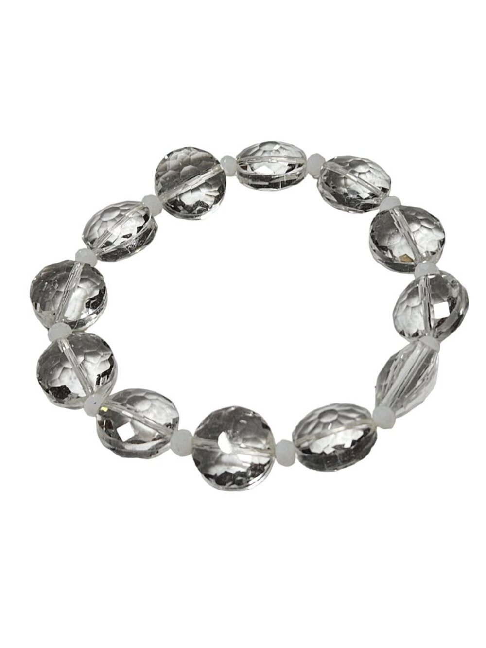 Retro Beaded Chunky Bracelet Clear Faceted Beads Stretch Classic Fashion Jewelry